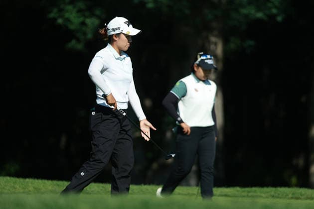 Meijer LPGA, Golf Damen Classic BELMONT, MICHIGAN - JUNE 19: Minji Kang of Republic of Korea plays her putt on the 7th green during the second round of the Meijer LPGA Classic for Simply Give golf tournament at Blythefield Country Club in Belmont, MI, USA Friday, June 19, 2026. Belmont Michigan United States  Copyright: xJorgexLemusx originalFilename:lemus-meijerlp260619_npznp.jpg