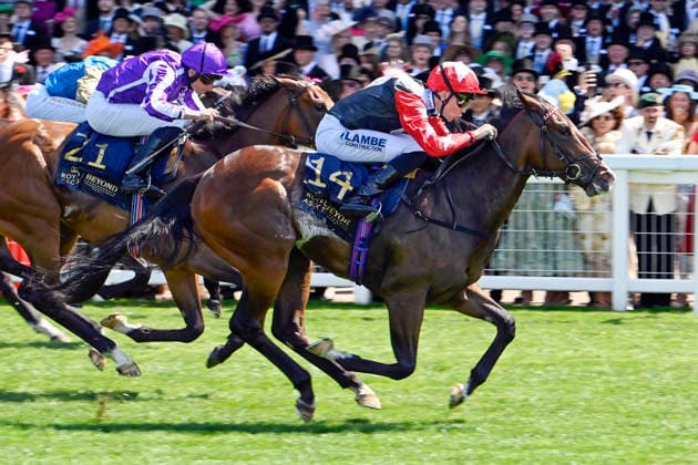 19.06.2026, Ascot, Windsor, GBR - Libertango with Billy Loughnane up wins the Albany Stakes. Ascot racecourse. (Pferd, Jockey, Libertango, Loughnane, Sieg, Ziel, Zielankunft) 260619C901ROYAL_ASCOT.JPG