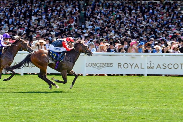 19.06.2026, Ascot, Windsor, GBR - Libertango with Billy Loughnane up wins the Albany Stakes. Ascot racecourse. (Pferd, Jockey, Libertango, Loughnane, Sieg, Ziel, Zielankunft) 260619C902ROYAL_ASCOT.JPG
