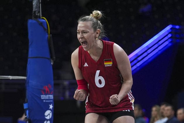 Belgium v Germany - 2026 FIVB Volleyball Nations League ANKARA, TURKIYE - JUNE 19: Antonia Stautz (6) of Germany celebrates scoring a point during the 2026 FIVB Volleyball Nations League week 2 match between Belgium and Germany at Ankara Sports Hall in Ankara, Turkiye on June 19, 2026. Dilara Irem Sancar Anadolu Ankara Turkey. Editorial use only. Please get in touch for any other usage.  Copyright: x2026xAnadoluxDilaraxIremxSancarx