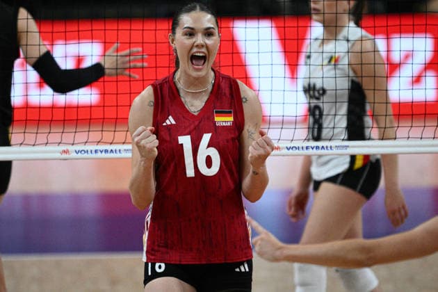 Belgium v Germany - 2026 FIVB Volleyball Nations League ANKARA, TURKIYE - JUNE 19: Anastasia Cekulaev (16) of Germany celebrates after a point during the 2026 FIVB Volleyball Nations League week 2 match between Belgium and Germany at Ankara Sports Hall in Ankara, Turkiye on June 19, 2026. Akin Celiktas Anadolu Ankara Turkey. Editorial use only. Please get in touch for any other usage.  Copyright: x2026xAnadoluxAkinxCeliktasx