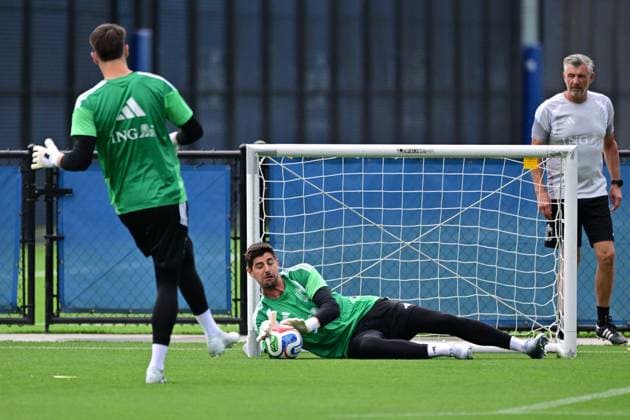 Belgium s goalkeeper Thibaut Courtois pictured during a training session of Belgian national soccer team Red Devils in their base camp, home of the Seattle Sounders, Renton, Seattle, USA, on Friday 19 June 2026. The Red Devils prepare for their next game in the group stage of the 2026 FIFA World Cup, WM, Weltmeisterschaft, Fussball DIRKxWAEM  x178317694x