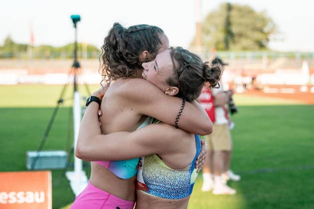 Marlene Meier (TSV Bayer 04 Leverkusen, 255, 100m Huerden Frauen), Schneider Rosina (TV Sulz, 243, 100m Huerden Frauen), GER, Leichtathletik, Athletics, ANHALT 2026, Dessau, 19.06.2026, GER, Leichtathletik, Athletics, ANHALT 2026, Dessau, 19.06.2026 Dessau