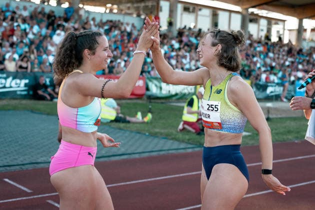 Marlene Meier (TSV Bayer 04 Leverkusen, 255, 100m Huerden Frauen), Schneider Rosina (TV Sulz, 243, 100m Huerden Frauen), GER, Leichtathletik, Athletics, ANHALT 2026, Dessau, 19.06.2026, GER, Leichtathletik, Athletics, ANHALT 2026, Dessau, 19.06.2026 Dessau