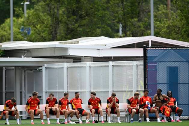 Belgian national football team - FIFA World Cup, WM, Weltmeisterschaft, Fussball 2026 - media activities 19 06 2026 RENTON, UNITED STATES OF AMERICA - JUNE 19 : Raskin Nicolas midfielder of Belgium, De Ketelaere Charles midfielder of Belgium, Vanaken Hans midfielder of Belgium, Castagne Timothy defender of Belgium, Tielemans Youri midfielder of Belgium, De Cuyper Maxim defender of Belgium, Mechele Brandon defender of Belgium and De Bruyne Kevin forward of Belgium, Doku Jeremy forward of Belgium pictured during a training session at the training grounds of the Belgian national football team during the 2026 FIFA World Cup on June 19, 2026 in Renton, United States of America, 19 06 2026 Renton United States of America  Copyright: xNicoxVereeckenx