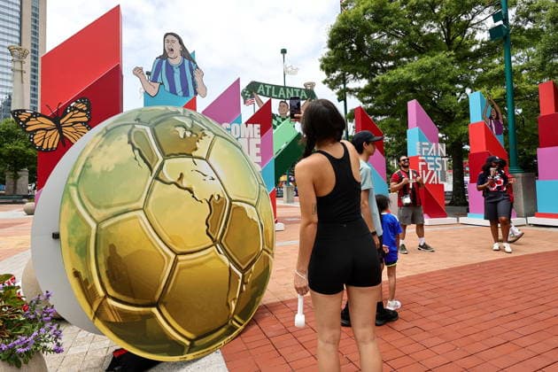 FIFA World Cup, WM, Weltmeisterschaft, Fussball 2026 - Fan Festival in Atlanta Fans arrive before the Group D match USA vs Australia during the FIFA World Cup 2026, at the Fan Festival in Atlanta, Georgia, USA, 19 June 2026. ATLANTA United States  Copyright: xRONALDxWITTEKx