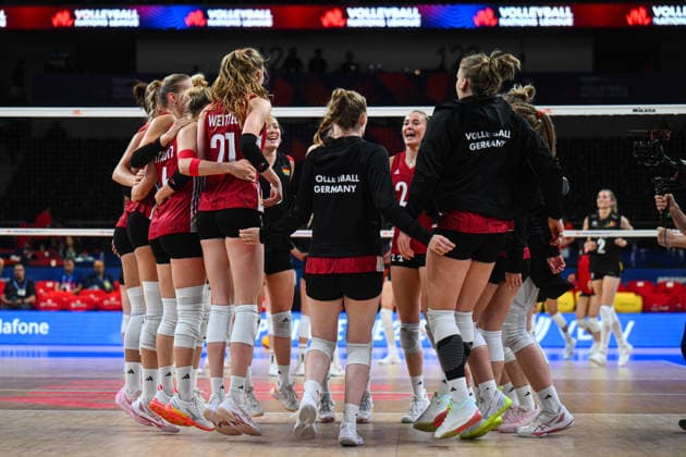 Belgium v Germany - 2026 FIVB Volleyball Nations League ANKARA, TURKIYE - JUNE 19: Players of Germany celebrate after winning the 2026 FIVB Volleyball Nations League week 2 match between Belgium and Germany at Ankara Sports Hall in Ankara, Turkiye on June 19, 2026. Akin Celiktas Anadolu Ankara Turkey. Editorial use only. Please get in touch for any other usage.  Copyright: x2026xAnadoluxAkinxCeliktasx