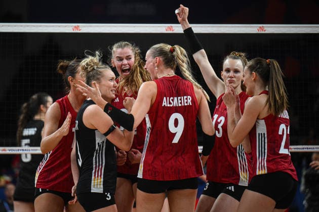 Belgium v Germany - 2026 FIVB Volleyball Nations League ANKARA, TURKIYE - JUNE 19: Players of Germany celebrate after winning the 2026 FIVB Volleyball Nations League week 2 match between Belgium and Germany at Ankara Sports Hall in Ankara, Turkiye on June 19, 2026. Akin Celiktas Anadolu Ankara Turkey. Editorial use only. Please get in touch for any other usage.  Copyright: x2026xAnadoluxAkinxCeliktasx