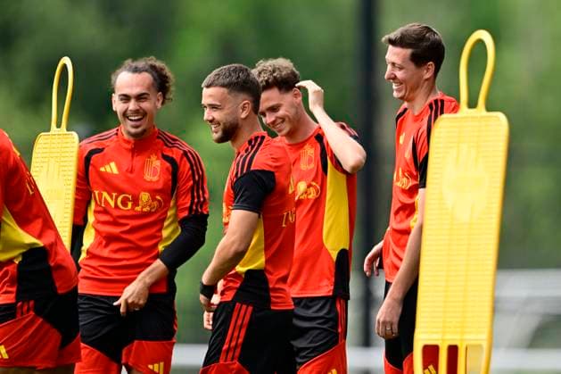 Belgian national football team - FIFA World Cup, WM, Weltmeisterschaft, Fussball 2026 - media activities 19 06 2026 RENTON, UNITED STATES OF AMERICA - JUNE 19 : Theate Arthur defender of Belgium, Raskin Nicolas midfielder of Belgium, De Cuyper Maxim defender of Belgium and Vanaken Hans midfielder of Belgium pictured during a training session of the Belgian national football team during the FIFA World Cup 2026 on June 19, 2026 in Renton, United States of America, 19 06 2026 Renton United States of America  Copyright: xJanxDexMeuleneirx