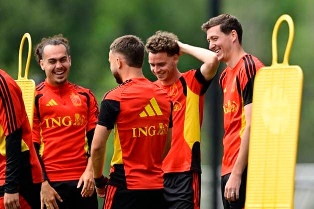 Belgian national football team - FIFA World Cup, WM, Weltmeisterschaft, Fussball 2026 - media activities 19 06 2026 RENTON, UNITED STATES OF AMERICA - JUNE 19 : Theate Arthur defender of Belgium, Raskin Nicolas midfielder of Belgium, De Cuyper Maxim defender of Belgium and Vanaken Hans midfielder of Belgium pictured during a training session of the Belgian national football team during the FIFA World Cup 2026 on June 19, 2026 in Renton, United States of America, 19 06 2026 Renton United States of America  Copyright: xJanxDexMeuleneirx