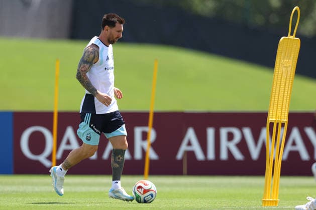 Argentina s forward Lionel Messi take part in a training session during the 2026 FIFA World Cup, WM, Weltmeisterschaft, Fussball football tournament at Sporting KC Training Centre in Kansas City on June 19, 2026. ¨(Photo by Alejandro PAGNI PHOTOxPHOTO) KANSAS CITY UNITED STATES