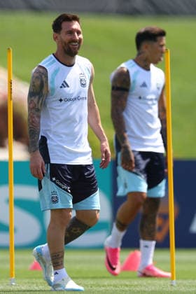 Argentina s forward Lionel Messi take part in a training session during the 2026 FIFA World Cup, WM, Weltmeisterschaft, Fussball football tournament at Sporting KC Training Centre in Kansas City on June 19, 2026. ¨(Photo by Alejandro PAGNI PHOTOxPHOTO) KANSAS CITY UNITED STATES