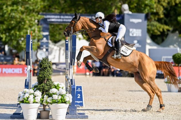 Melina Nicole Keefe sur O-Mero van t Streyhof participe au Prix Lagree France de de la 12ème édition Longines Paris Eiffel Jumping au pied de la Tour Eiffel sur le Champ-de-Mars à Paris, France, le 19 juin 2026. Perusseau-Veeren Bestimage Lagree France Prize during the 12th edition of the Longines Paris Eiffel Jumping at Champ-de-Mars near Eiffel Tower in Paris, France, on June 19, 2026. Paris France  Copyright: xPerusseau-Veerenx xBestimagexPerusseau-Veerenx xBestimagex