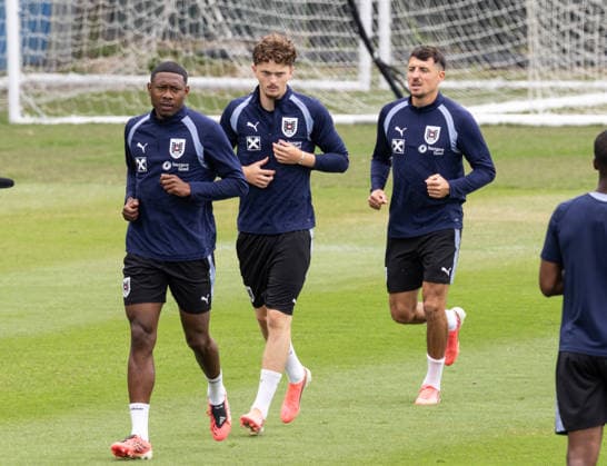 FOOTBALL - FIFA World Cup, WM, Weltmeisterschaft, Fussball 2026, preview SANTA BARBARA,CALIFORNIA,USA,19.JUN.26 - FOOTBALL - FIFA World Cup 2026, USA, Mexico, Canada, preview, Oesterreichischer Fussball-Bund, training team AUT. Image shows David Alaba, Paul Wanner and Alessandro Schoepf (AUT).  GEPAxpictures xArminxRauthner