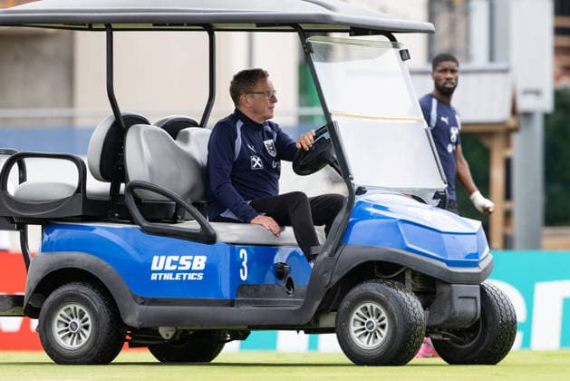 FOOTBALL - FIFA World Cup, WM, Weltmeisterschaft, Fussball 2026, preview SANTA BARBARA,CALIFORNIA,USA,19.JUN.26 - FOOTBALL - FIFA World Cup 2026, USA, Mexico, Canada, preview, Oesterreichischer Fussball-Bund, training team AUT. Image shows head coach Ralf Rangnick and Kevin Danso (AUT).  GEPAxpictures xArminxRauthner