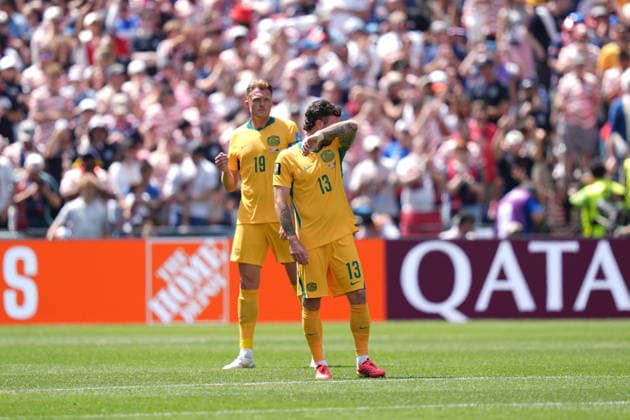 USA v Australia - FIFA World Cup, WM, Weltmeisterschaft, Fussball 2026 - Group D SEATTLE, USA - JUNE 19: Players of Australia react after an own goal by Cameron Burgess of Australia during the 2026 FIFA World Cup First Stage Group D match between USA and Australia at Lumen Field (Seattle Stadium) in Seattle, Washington, United States on June 19, 2026. Ercin Erturk Anadolu Washington United States. Editorial use only. Please get in touch for any other usage.  Copyright: x2026xAnadoluxErcinxErturkx