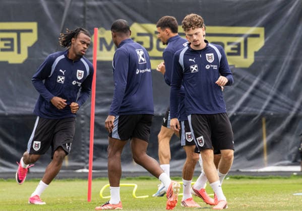 FOOTBALL - FIFA World Cup, WM, Weltmeisterschaft, Fussball 2026, preview SANTA BARBARA,CALIFORNIA,USA,19.JUN.26 - FOOTBALL - FIFA World Cup 2026, USA, Mexico, Canada, preview, Oesterreichischer Fussball-Bund, training team AUT. Image shows Carney Chukwuemeka and Paul Wanner (AUT).  GEPAxpictures xArminxRauthner