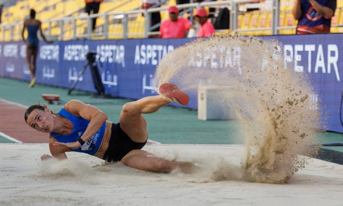 Diamond League Athletics in Doha DOHA, QATAR - JUNE 19: Romanian athlete Elena Andreea Talos competes in the women s triple jump final during the Diamond League athletics meeting at the Suheim Bin Hamad Stadium in Doha, Qatar on June 19, 2026. Mohammed Dabbous Anadolu Doha Qatar. Editorial use only. Please get in touch for any other usage.  Copyright: x2026xAnadoluxMohammedxDabbousx