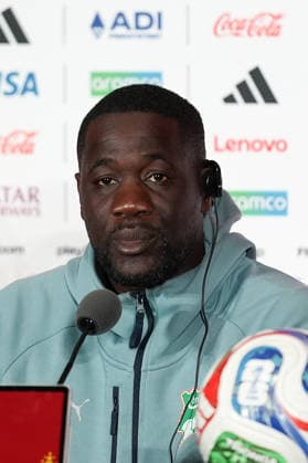 Head Coach of Ivory Coast Emerse Fae TORONTO, CANADA - JUNE 19 : Head Coach of Ivory Coast Emerse Fae, speaks during press conference, PK, Pressekonferenz one day ahead of their Group E match against Germany at the 2026 FIFA World Cup, WM, Weltmeisterschaft, Fussball in Toronto, Ontario, Canada on June 19, 2026. Mert Alper Dervis Anadolu Ontario Canada. Editorial use only. Please get in touch for any other usage.  Copyright: x2026xAnadoluxMertxAlperxDervisx