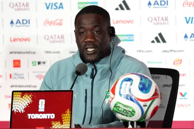 Head Coach of Ivory Coast Emerse Fae TORONTO, CANADA - JUNE 19 : Head Coach of Ivory Coast Emerse Fae, speaks during press conference, PK, Pressekonferenz one day ahead of their Group E match against Germany at the 2026 FIFA World Cup, WM, Weltmeisterschaft, Fussball in Toronto, Ontario, Canada on June 19, 2026. Mert Alper Dervis Anadolu Ontario Canada. Editorial use only. Please get in touch for any other usage.  Copyright: x2026xAnadoluxMertxAlperxDervisx