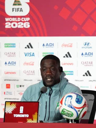 Head Coach of Ivory Coast Emerse Fae TORONTO, CANADA - JUNE 19 : Head Coach of Ivory Coast Emerse Fae, speaks during press conference, PK, Pressekonferenz one day ahead of their Group E match against Germany at the 2026 FIFA World Cup, WM, Weltmeisterschaft, Fussball in Toronto, Ontario, Canada on June 19, 2026. Mert Alper Dervis Anadolu Ontario Canada. Editorial use only. Please get in touch for any other usage.  Copyright: x2026xAnadoluxMertxAlperxDervisx
