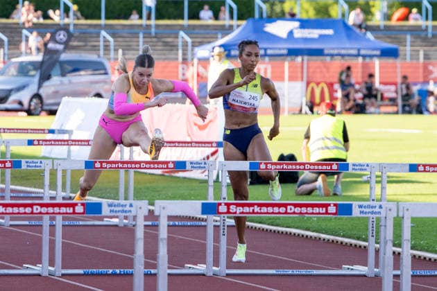 Anhalt 2026 - 28.Int.Leichtathletik Meeting Dessau, Deutschland 19.Juni 2026: Im Bild:v.li.Toth Anna (HUN) und Majewska Marika (POL) Dessau Paul Greifzu Stadion Sachsen Anhalt Deutschland