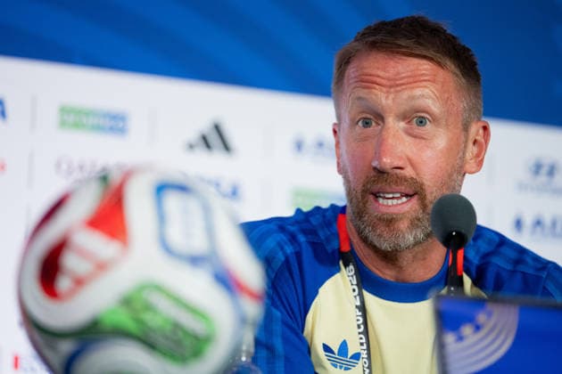260619 Head coach Graham Potter of the Swedish national football team at a press conference, PK, Pressekonferenz during day 9 of the FIFA World Cup, WM, Weltmeisterschaft, Fussball 2026 on June 19, 2026 in Houston. Photo: Petter Arvidson BILDBYRAN kod PA PA1244 fotboll football soccer fotball vm fotbolls-vm fotball-vm fotbolls-vm 2026 fifa world cup 2026 presskonferens press conference sverige sweden sverige a day 9 bbeng *** June 19, 2026  Copyright: PETTERxARVIDSON BB260619PA072