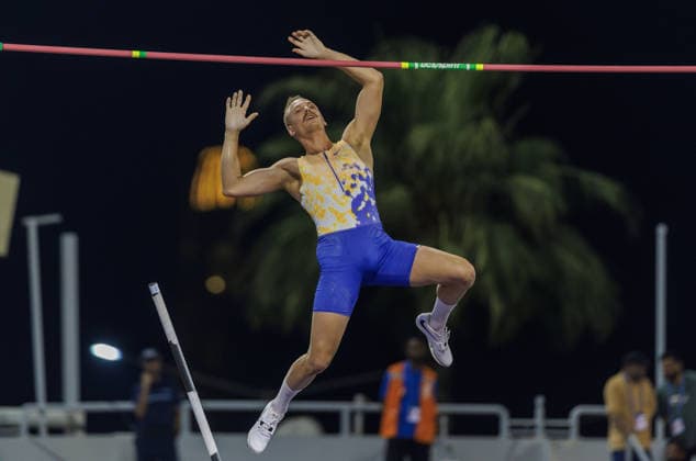 Diamond League Athletics in Doha DOHA, QATAR - JUNE 19: American athlete Sam Kendricks competes in the men s pole vault final during the Diamond League athletics meeting at the Suheim Bin Hamad Stadium in Doha, Qatar on June 19, 2026. Mohammed Dabbous Anadolu Doha Qatar. Editorial use only. Please get in touch for any other usage.  Copyright: x2026xAnadoluxMohammedxDabbousx