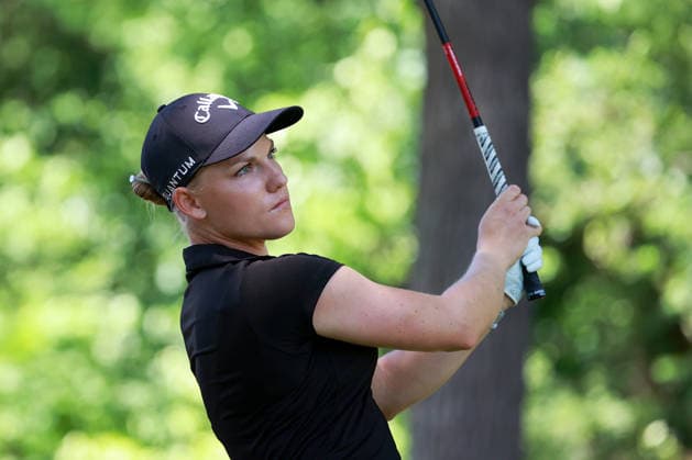 Meijer LPGA, Golf Damen Classic by Simply Give Belmont, MI - JUNE 19: Alana Uriell of California hits from the 16th tee during the second round of the Meijer LPGA Classic by Simply Give at Blythefield Country Club on June 19, 2026 in Belmont, Michigan. Belmont Michigan United States  Copyright: xAmyxLemusx originalFilename:lemus-meijerlp260619_npR2J.jpg