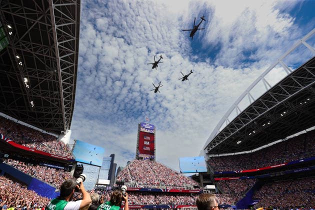 USA Helicopters during the National Anthems at the FIFA World Cup, WM, Weltmeisterschaft, Fussball 2026 match between USA and Australia at Lumen Field, Seattle, USA on 19 June 2026. Copyright: xPeterxDovganx 45090056