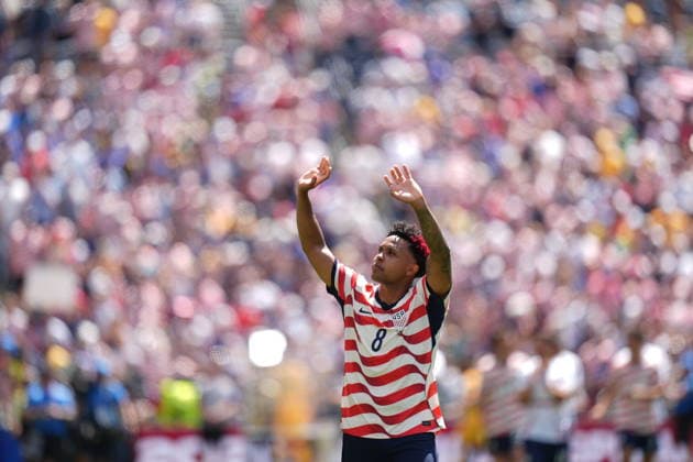 USA v Australia - FIFA World Cup, WM, Weltmeisterschaft, Fussball 2026 - Group D SEATTLE, USA - JUNE 19: Weston McKennie of USA celebrates after the 2026 FIFA World Cup First Stage Group D match between USA and Australia at Lumen Field (Seattle Stadium) in Seattle, Washington, United States on June 19, 2026. Ercin Erturk Anadolu Washington United States. Editorial use only. Please get in touch for any other usage.  Copyright: x2026xAnadoluxErcinxErturkx