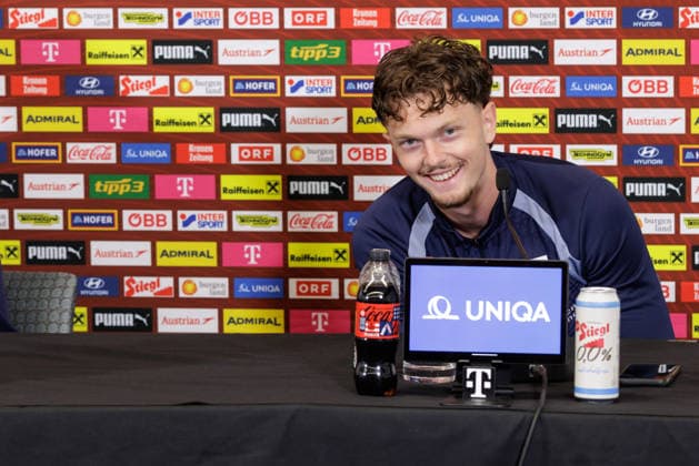 FOOTBALL - FIFA World Cup, WM, Weltmeisterschaft, Fussball 2026, preview SANTA BARBARA,CALIFORNIA,USA,19.JUN.26 - FOOTBALL - FIFA World Cup 2026, USA, Mexico, Canada, preview, Oesterreichischer Fussball-Bund, press conference, PK, Pressekonferenz team AUT. Image shows Paul Wanner (AUT).  GEPAxpictures xArminxRauthner