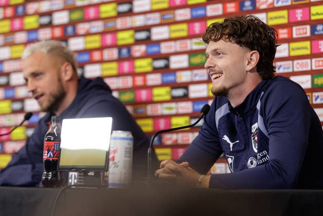FOOTBALL - FIFA World Cup, WM, Weltmeisterschaft, Fussball 2026, preview SANTA BARBARA,CALIFORNIA,USA,19.JUN.26 - FOOTBALL - FIFA World Cup 2026, USA, Mexico, Canada, preview, Oesterreichischer Fussball-Bund, press conference, PK, Pressekonferenz team AUT. Image shows Marko Arnautovic and Paul Wanner (AUT).  GEPAxpictures xArminxRauthner