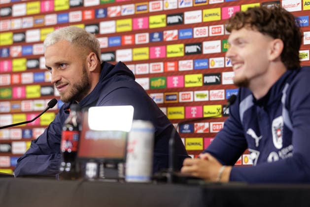 FOOTBALL - FIFA World Cup, WM, Weltmeisterschaft, Fussball 2026, preview SANTA BARBARA,CALIFORNIA,USA,19.JUN.26 - FOOTBALL - FIFA World Cup 2026, USA, Mexico, Canada, preview, Oesterreichischer Fussball-Bund, press conference, PK, Pressekonferenz team AUT. Image shows Marko Arnautovic snd Paul Wanner (AUT).  GEPAxpictures xArminxRauthner