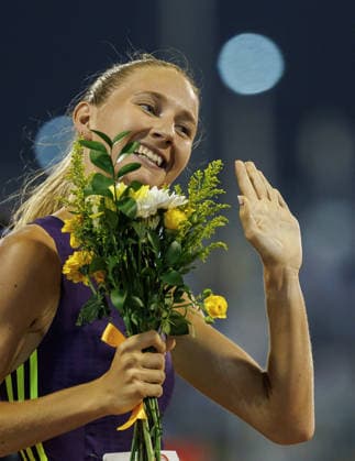 Diamond League Athletics in Doha DOHA, QATAR - JUNE 19: American athlete Addison Wiley celebrates after finishing first in the women s 800-meter fnal during the Diamond League athletics meeting at the Suheim Bin Hamad Stadium in Doha, Qatar on June 19, 2026. Mohammed Dabbous Anadolu Doha Qatar. Editorial use only. Please get in touch for any other usage.  Copyright: x2026xAnadoluxMohammedxDabbousx