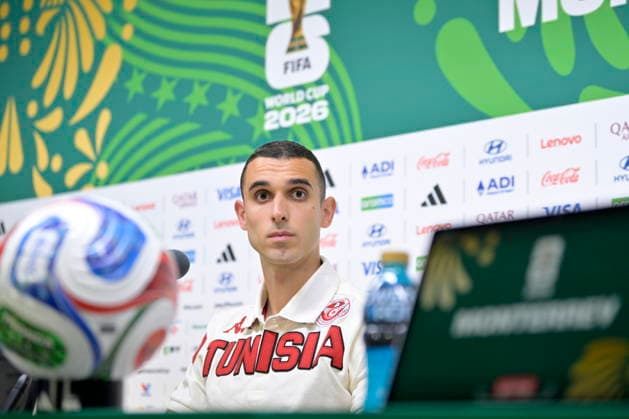 FIFA World Cup, WM, Weltmeisterschaft, Fussball 2026 - Tunisia press conference, PK, Pressekonferenz Tunisia s defensive midfielder Ellyes Skhiri speaks during a press conference in Monterrey, Mexico, 19 June 2026. Monterrey Mexico  Copyright: xMiguelxSierrax