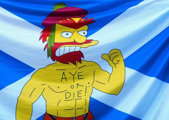 Scotland fans with a flag featuring Groundskeeper Willie from The Simpsons Scotland v Morocco, 2026 FIFA World Cup, WM, Weltmeisterschaft, Fussball Group C, Football, Boston Stadium, Foxborough, Massachusetts, USA - 19 Jun 2026Foxborough Boston Stadium Massachusetts (MA) United States of America EDITORIAL USE ONLY No use with unauthorised audio, video, data, fixture lists, club league logos or live services. Online in-match use limited to 120 images, no video emulation. No use in betting, games or single club league player publications.  Copyright: xJavierxGarcia Shutterstockx 16928932al