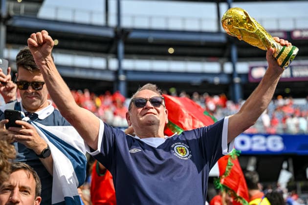 Scotland Supporter during the FIFA World Cup, WM, Weltmeisterschaft, Fussball 2026 Group C match between Scotland and Morocco at Boston Stadium on June 19, 2026 in Boston, United States. (Photo by Harry Langer DeFodi Images) - *** A Scotland fan during the 2026 FIFA World Cup Group C match between Scotland and Morocco at Boston Stadium on June 19, 2026, in Boston, United States. Photo by Harry Langer, DeFodi Images,detected_source_language