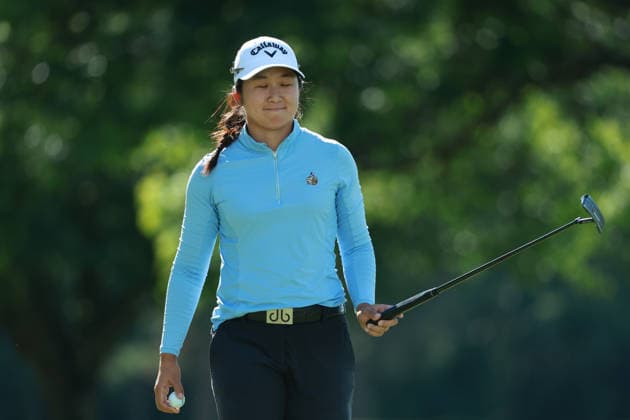 Meijer LPGA, Golf Damen Classic BELMONT, MICHIGAN - JUNE 19: Jing Yan of the United States reacts to her putt on the 9th green during the second round of the Meijer LPGA Classic for Simply Give golf tournament at Blythefield Country Club in Belmont, MI, USA Friday, June 19, 2026. Belmont Michigan United States  Copyright: xJorgexLemusx originalFilename:lemus-meijerlp260619_npvph.jpg