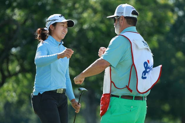 Meijer LPGA, Golf Damen Classic BELMONT, MICHIGAN - JUNE 19: Jing Yan of the United States reacts to her putt on the 9th green during the second round of the Meijer LPGA Classic for Simply Give golf tournament at Blythefield Country Club in Belmont, MI, USA Friday, June 19, 2026. Belmont Michigan United States  Copyright: xJorgexLemusx originalFilename:lemus-meijerlp260619_npK7F.jpg