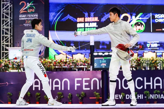June 19, 2026, New Delhi, Delhi, India: Tsumori Shido (Japan) vs. Luo Shaotong (China) during Semi-Finals of Asian Senior Fencing Championships 2026 (Men s Sabre) at Bharat Mandapam Convention Centre, New Delhi, India on 19th June 2026. Fencing 2026: Asian Senior Fencing Championships 2026  - ZUMAd207 20260619_zsp_d207_265 Copyright: xAvijitxDasx
