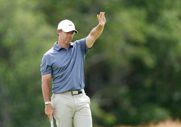 Rory McIlroy of Northern Ireland lines up a putt on the 2nd hole in the second round of the 126th U.S. Open Golf Championship at Shinnecock Hills Golf Club in Southampton, NY on Friday, June 19, 2026.  NYC202606191004 JOHNxANGELILLO