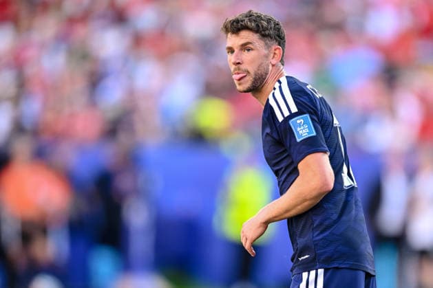 Ryan Christie (Scotland) Looks on gestures during the FIFA World Cup, WM, Weltmeisterschaft, Fussball 2026 Group C match between Scotland and Morocco at Boston Stadium on June 19, 2026 in Boston, United States. (Photo by Harry Langer DeFodi Images) - *** Ryan Christie of Scotland watches the action during the 2026 FIFA World Cup Group C match between Scotland and Morocco at Boston Stadium on June 19, 2026, in Boston, United States. Photo by Harry Langer, DeFodi Images,detected_source_language