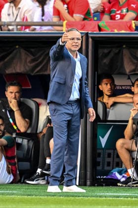 coach Mohamed Ouahbi (Morocco) gestures during the FIFA World Cup, WM, Weltmeisterschaft, Fussball 2026 Group C match between Scotland and Morocco at Boston Stadium on June 19, 2026 in Boston, United States. (Photo by Harry Langer DeFodi Images) - *** Morocco coach Mohamed Ouahbi gestures during the 2026 FIFA World Cup Group C match between Scotland and Morocco at Boston Stadium on June 19, 2026, in Boston, United States. Photo by Harry Langer, DeFodi Images,detected_source_language