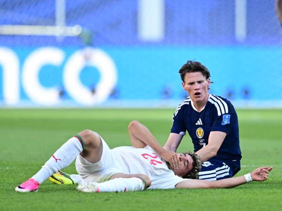 Scotland v Morocco - FIFA World Cup, WM, Weltmeisterschaft, Fussball 2026 - Group C FOXBOROUGH, USA - JUNE 19: Neil El Aynaoui (24) of Morocco falls down during the 2026 FIFA World Cup First Stage Group C match between Scotland and Morocco at Gillette Stadium (Boston Stadium) in Foxborough, Massachusetts, United States on June 19, 2026. Abdulhamid Hosbas Anadolu Massachusetts United States. Editorial use only. Please get in touch for any other usage.  Copyright: x2026xAnadoluxAbdulhamidxHosbasx