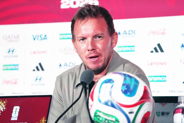 Fussball , Weltmeisterschaft 2026, FIFA WM 2026, Fussball World Cup , Canada USA, Mexico-2026, , Deutschland vs ElfenbeinKüste Germany vs Ivory Coast, Gruppenphase, Gruppen E , 19 .06.2026, Toronto Stadium Kanada, press conference, PK, Pressekonferenz Presse Konferenz , 1 Tag vor dem Spiel Deutschland vs Elfenbeinküste , one day before the Match Germany vs Ivory coast Julian Nagelsmann Deutschland, Germany GER Trainer , Coach Foto Chai von der Laage FIFA regulations prohibit any use of photographs as image sequences and or quasi-video. EDITORIAL USE ONLY, *** Soccer, 2026 World Cup, FIFA World Cup 2026, Soccer World Cup, Canada, USA, Mexico 2026, Germany vs. Ivory Coast, Group Stage, Group E, June 19, 2026, Toronto Stadium, Canada, Press Conference, 1 day before the Germany vs. Ivory Coast match, Julian Nagelsmann, Germany (GER) Head Coach, Photo by Chai von der Laage. FIFA regulations prohibit any use of photographs as image sequences and or quasi-video. EDITORIAL USE ONLY,,detected_source_language