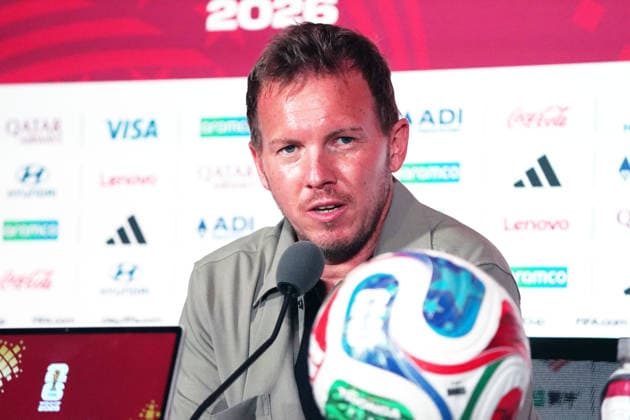Fussball , Weltmeisterschaft 2026, FIFA WM 2026, Fussball World Cup , Canada USA, Mexico-2026, , Deutschland vs ElfenbeinKüste Germany vs Ivory Coast, Gruppenphase, Gruppen E , 19 .06.2026, Toronto Stadium Kanada, press conference, PK, Pressekonferenz Presse Konferenz , 1 Tag vor dem Spiel Deutschland vs Elfenbeinküste , one day before the Match Germany vs Ivory coast Julian Nagelsmann Deutschland, Germany GER Trainer , Coach Foto Chai von der Laage FIFA regulations prohibit any use of photographs as image sequences and or quasi-video. EDITORIAL USE ONLY, *** Soccer, 2026 World Cup, FIFA World Cup 2026, Soccer World Cup, Canada, USA, Mexico 2026, Germany vs. Ivory Coast, Group Stage, Group E, June 19, 2026, Toronto Stadium, Canada, Press Conference, 1 day before the Germany vs. Ivory Coast match, Julian Nagelsmann, Germany (GER) Head Coach, Photo by Chai von der Laage. FIFA regulations prohibit any use of photographs as image sequences and or quasi-video. EDITORIAL USE ONLY,,detected_source_language