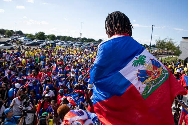 FOOTBALL : Bresil vs Haiti - Coupe du monde FIFA 2026. Lincoln Financial Field Philadelphie 19 06 2026 Haiti supporters cheer in the stands during the FIFA World Cup, WM, Weltmeisterschaft, Fussball 2026 Group C soccer match between Brazil and Haiti at Lincoln Financial Field in Philadelphia, Pennsylvania, USA, June 19, 2026.  Copyright: xELYXANDROxCEGARRAx