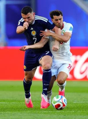 John McGinn of Scotland and Brahim Diaz of Morocco Scotland v Morocco, 2026 FIFA World Cup, WM, Weltmeisterschaft, Fussball Group C, Football, Boston Stadium, Foxborough, Massachusetts, USA - 19 Jun 2026Foxborough Boston Stadium Massachusetts (MA) United States of America EDITORIAL USE ONLY No use with unauthorised audio, video, data, fixture lists, club league logos or live services. Online in-match use limited to 120 images, no video emulation. No use in betting, games or single club league player publications.  Copyright: xJavierxGarcia Shutterstockx 16928932cm