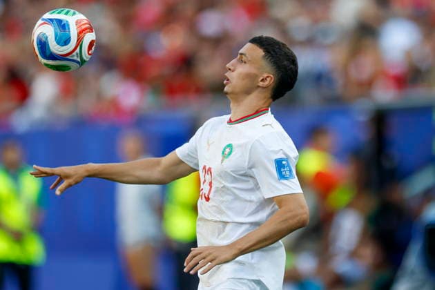 FIFA World Cup, WM, Weltmeisterschaft, Fussball 2026 - Group C - Scotland vs Morocco Morocco midfielder Bilal El Khannouss in action during the FIFA World Cup 2026 group stage match between Scotland and Morocco at Boston Stadium in Foxborough, Massachusetts, USA, 19 June 2026. FOXBOROUGH United States  Copyright: xGREGxM.xCOOPERx